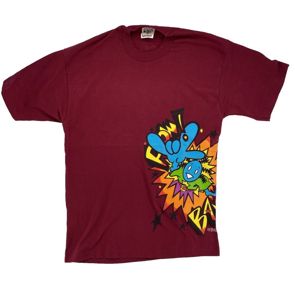 Ninos World Shirt Mens Medium Burgundy Sign Language Symbol Love Vintage 1990's